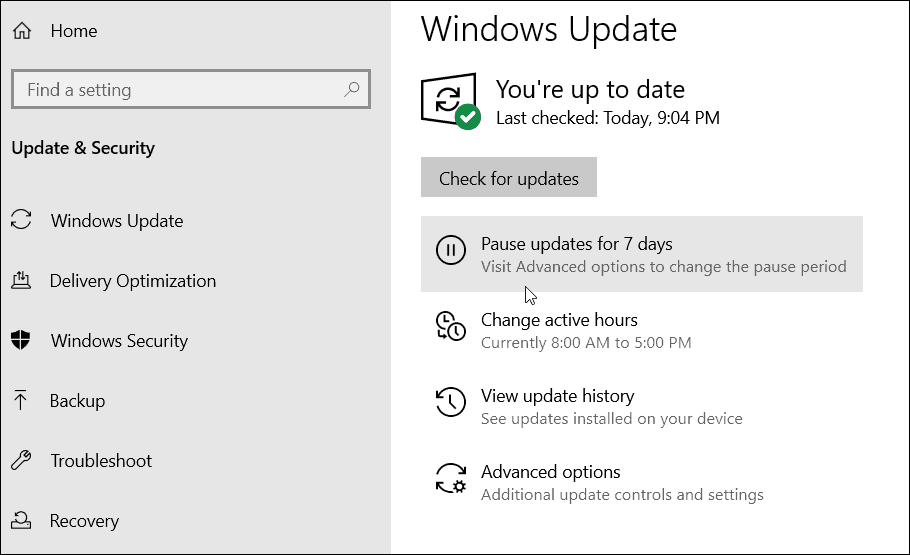 Întrerupeți Windows 10 Updates