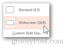 יחס רוחב-גוון מצגת סטנדרטי של מסך רחב להתאים את גודל ה- Powerpoint