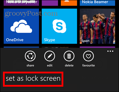 Set di blocco dello screenshot di Windows Phone 8.1