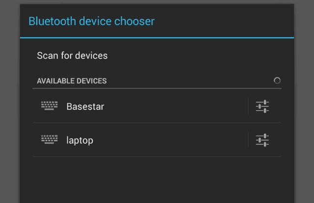 Android Bluetooth cihazı seçicisi