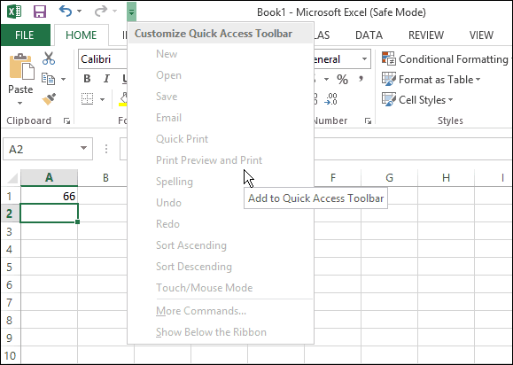 Modo seguro de Excel