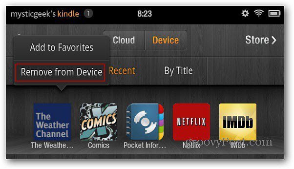 „Kindle Fire“ pašalinkite iš įrenginio