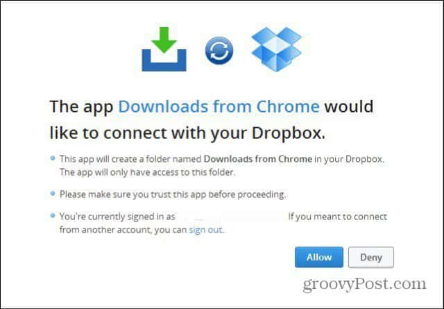 завантажити в dropbox дозволити