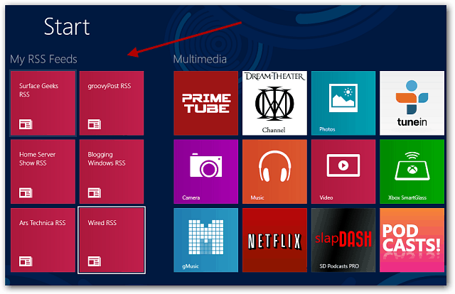 RSS-Kacheln-Startbildschirm
