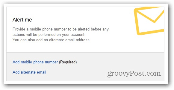 Alerta do Gerenciador de contas inativas do Google