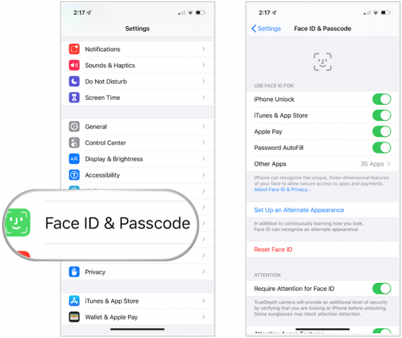 Scelte di Face ID