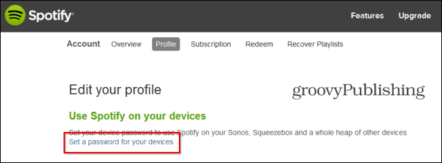 Профіль Spotify встановлює пароль