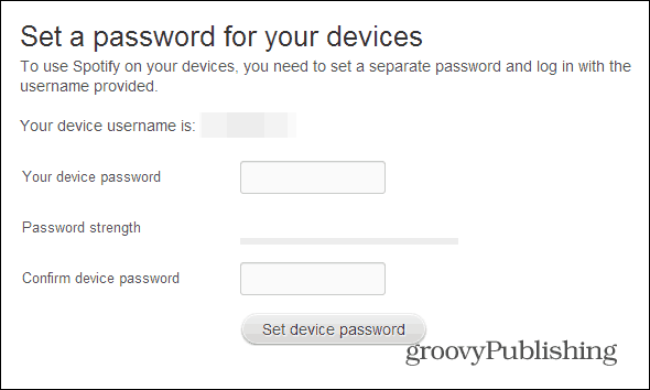 Spotify-profilen angir en endelig passord