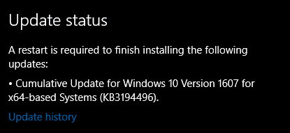 Windows 10累積更新プログラムKB3194496が記念日更新のために本日リリース