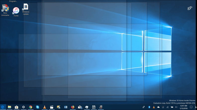 Funzionalità di desktop peek Windows 10