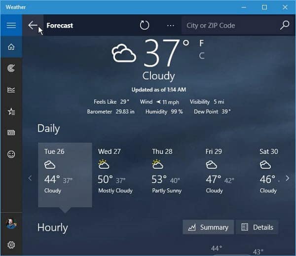 „Windows 10“ patarimas: pridėkite kelias vietoves prie „Weather Weather“ programos