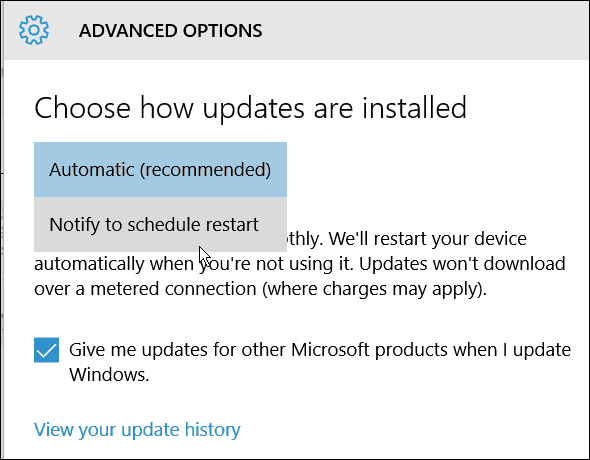 Съвет за Windows 10: График на Windows Update Restarts