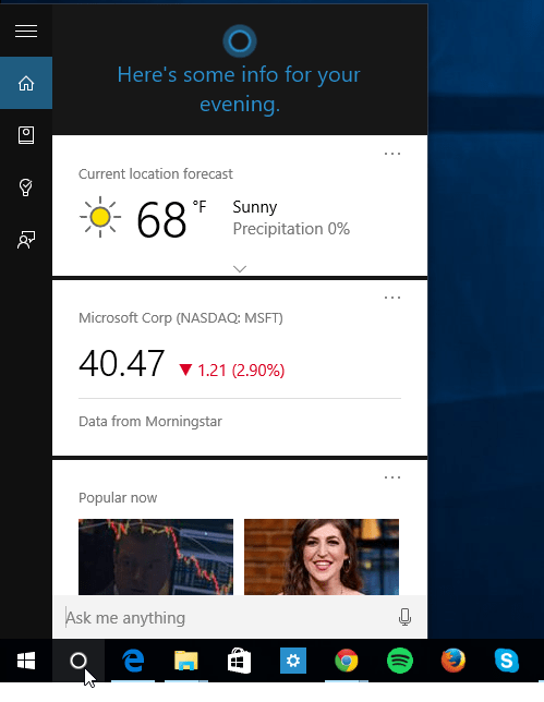 Cortana Windows 10