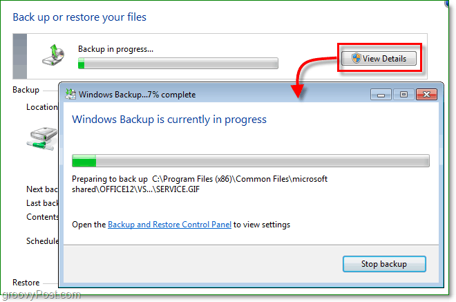 Windows 7 Backup - de backup kan even duren