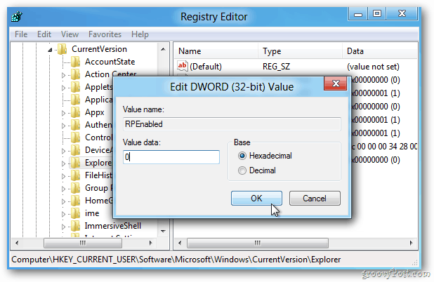DWORD Windows 8 Registr Windows 8