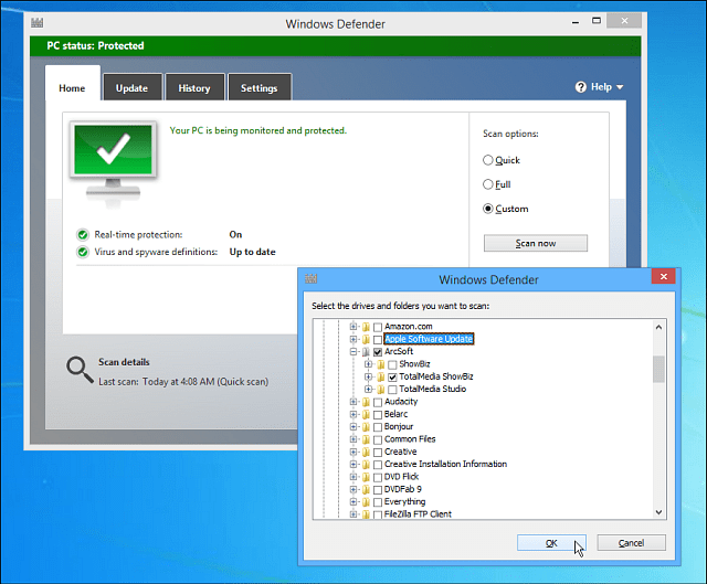 Προσαρμοσμένη σάρωση του Windows Defender