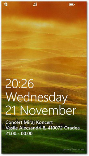 Windows Phone 8 pielāgo bloķēšanas ekrāna detalizētu statusa lietotni