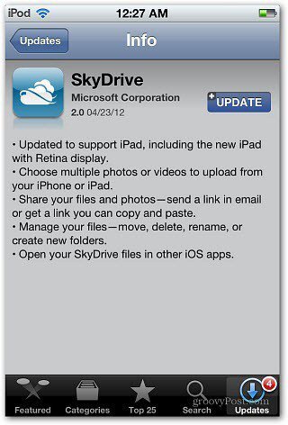 SkyDrive iOS Mise à jour