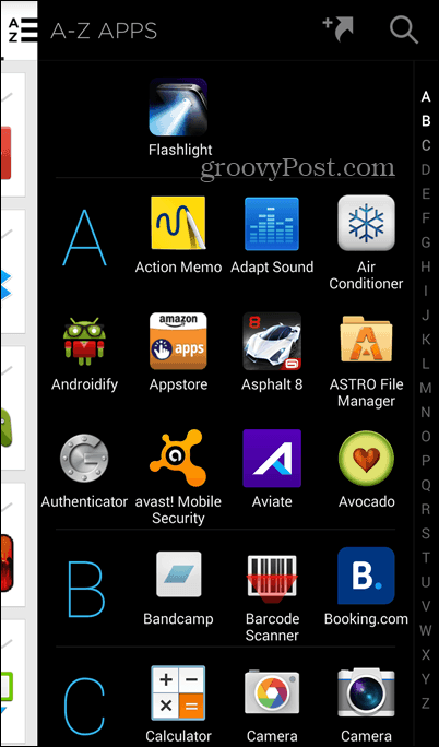 Liste complète des applications Aviate