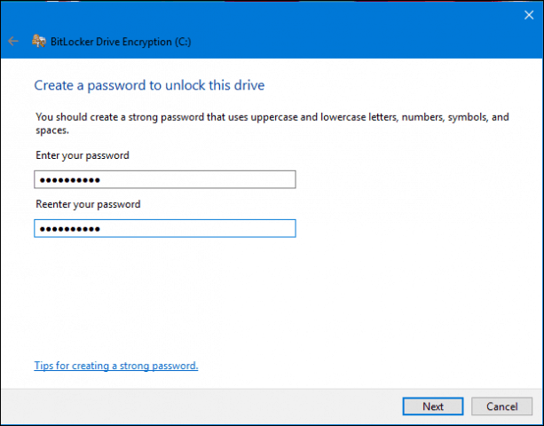 Impostazione BitLocker 2