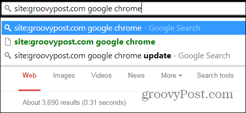 Chrome केवल एक साइट खोजता है