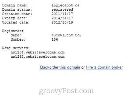 WHOIS APPLEDEPOT.CA