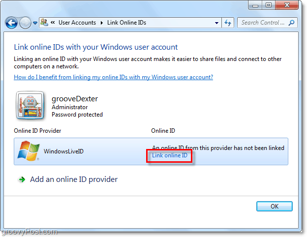 Windows Live IDをWindows 7アカウントにリンクする