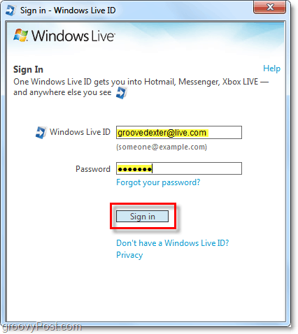 Windows 7アカウントを使用してWindows Liveに自動的にサインインする