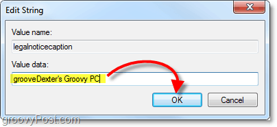 Windows 7の起動メッセージのタイトルを入力するか、空白のままにします