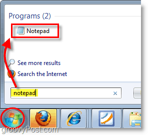 Schermafbeelding van Windows 7 - open Kladblok