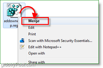 Schermafbeelding van Windows 7 - voeg de registersleuteloplossing samen