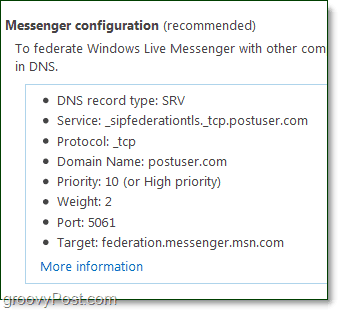 stel uw Messenger-configuratie in om Windows Live Messenger met uw domein te gebruiken