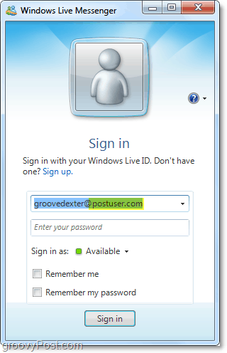 Windows Live Messenger kan worden gebruikt met uw domeinaccount als u dit instelt