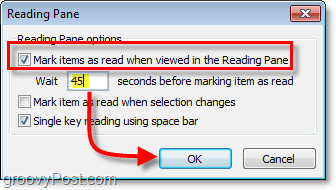 dans les options du volet de lecture d'Office Outlook 2010cliquez sur marquer les éléments comme lus lorsqu'ils sont affichés dans le volet de lecture, puis entrez le temps que vous souhaitez attendre avant de marquer les éléments comme lus, c'est le temps qu'il vous faut généralement pour lire un e-mail