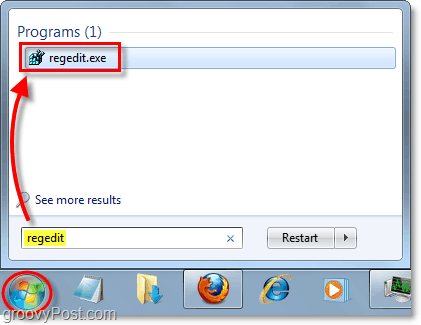 otwórz regedit w Windows 7