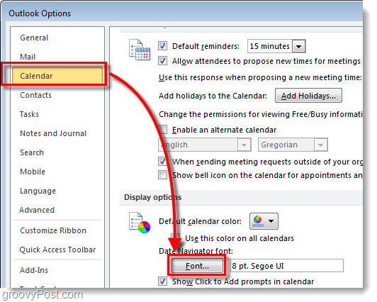 velikost písma kalendáře aplikace Outlook