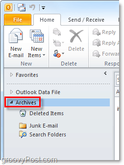 כיצד לגשת לדוא"ל שנשמר בארכיון מ- Outlook 2010