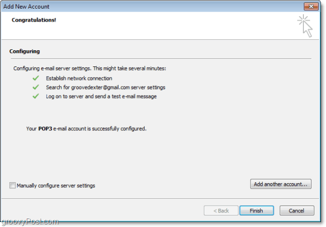 Outlook 2010 détecte automatiquement Conection et se connecte avec des paramètres