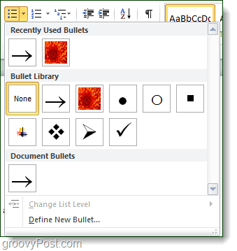 microsoft word 2010 bullet kütüphanesi