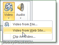 خيار الفيديو من موقع الويب في PowerPoint 2010