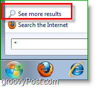Windows 7-skærmbillede - se flere resultater