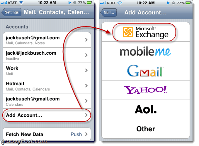 Legger Hotmail Exchange ActiveSync til iPhone