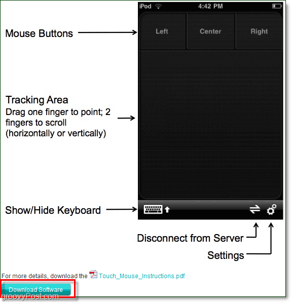 den Download-Link für die logitech touch mouse