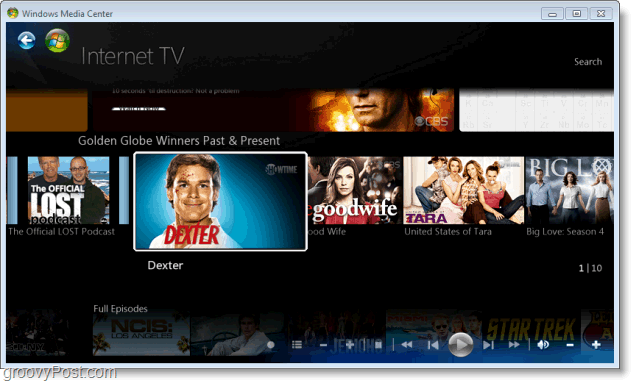 Windows 7 Media Center - Dexter = GrooveDexter değil