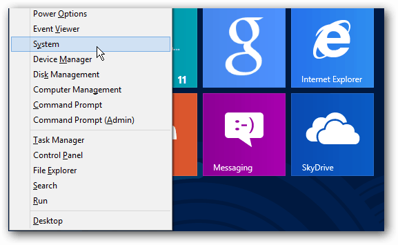 Windows 8パワーユーザーメニュー