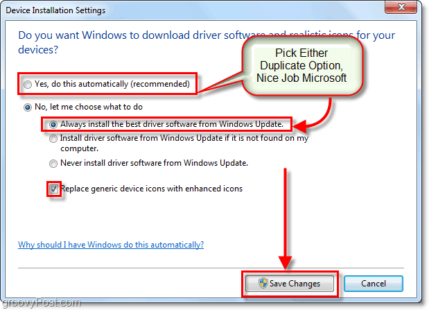 išsirinkite jums patinkančią parinktį, tikrai jos asmeninis pasirinkimas, nes abi jos daro tą patį, kvailas „Microsoft Windows 7“ programuotojas