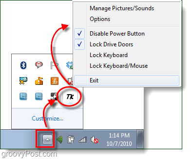 бутон за захранване и врати за CD диск в Windows 7