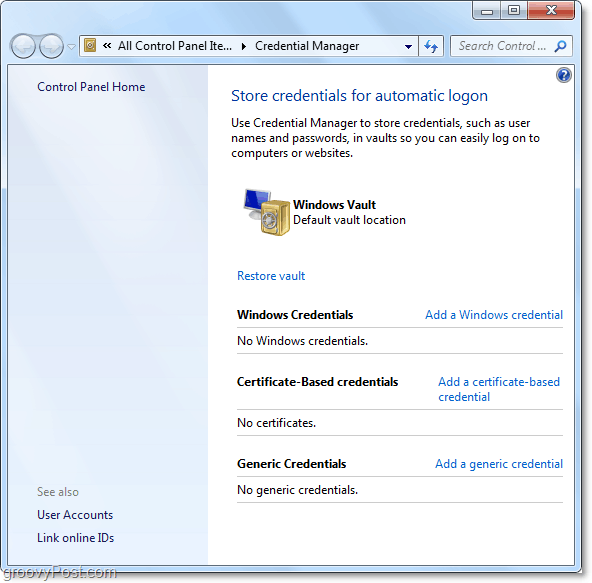 загальний погляд на сховище менеджера даних Windows 7