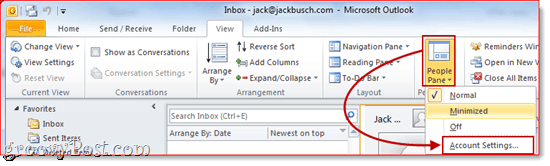 Aktivieren Sie den Personenbereich in Outlook 2010