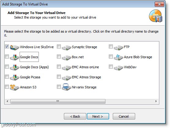 ρυθμίστε τα παράθυρα ζωντανά skydrive να προσαρτήσετε στον εξερευνητή με το gladinet